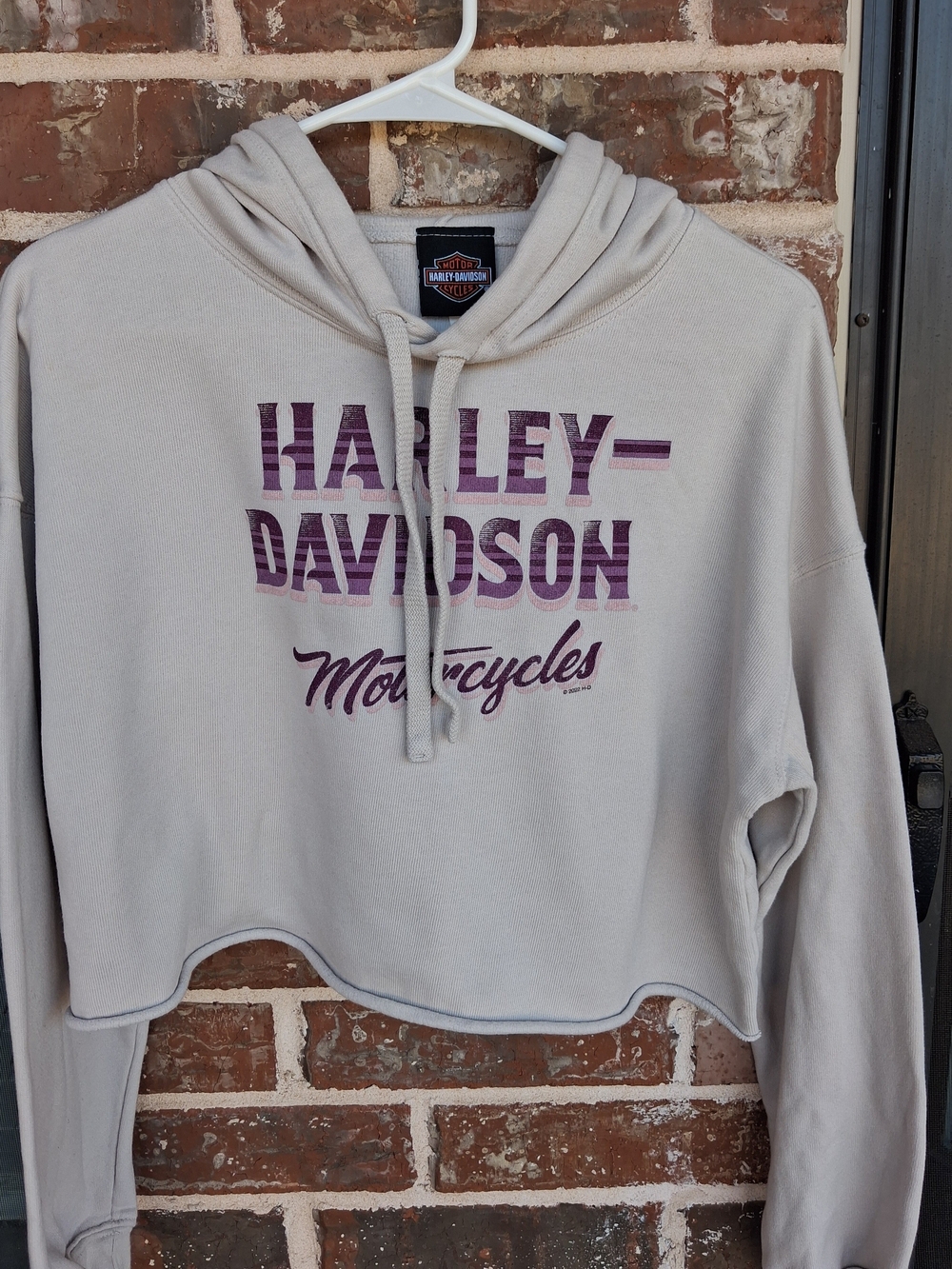 Harley-Davidson Women's Cream Cropped Hoodie Sz M